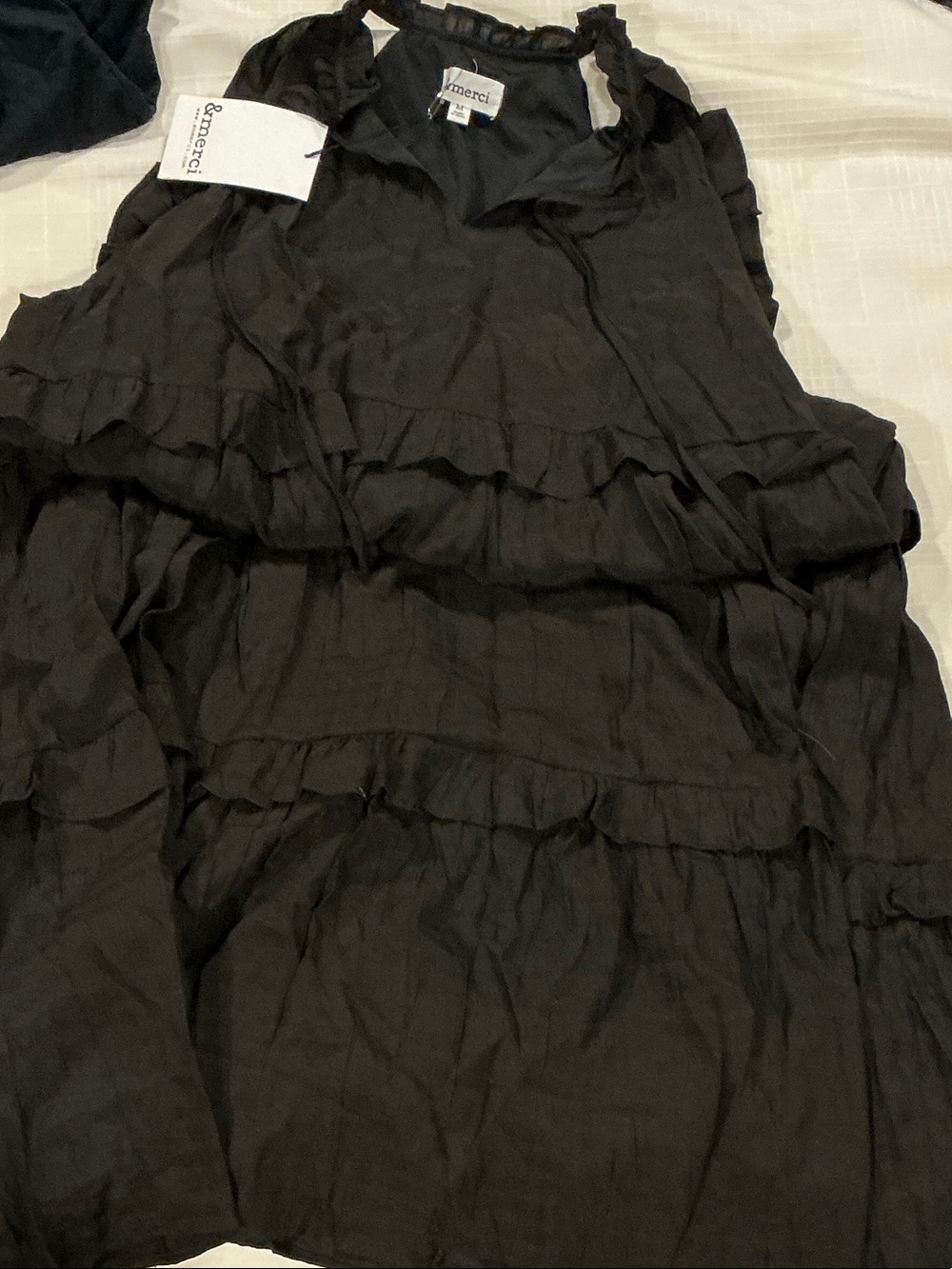 Merci Black Tiered Ruffle Sleeveless Dress